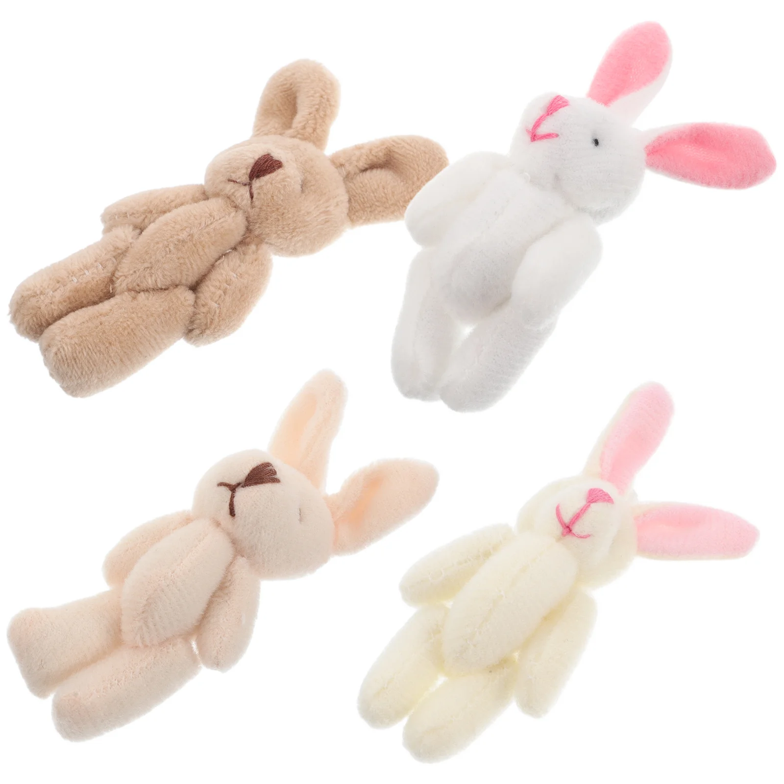

4pcs Plush Joint Bunny Dolls Tiny Bunny Ornaments Plush Bunny Pendants Decorative Mini Bunny Dolls Keychain Bag Decor