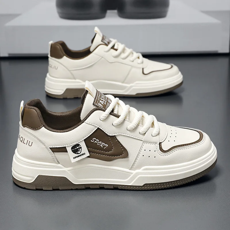 Men's Shoes 2025 New Fashion Breathable White Shoes Trendy All-match Casual Shoes Lace Up Platform Sneakers Zapatillas De Hombre