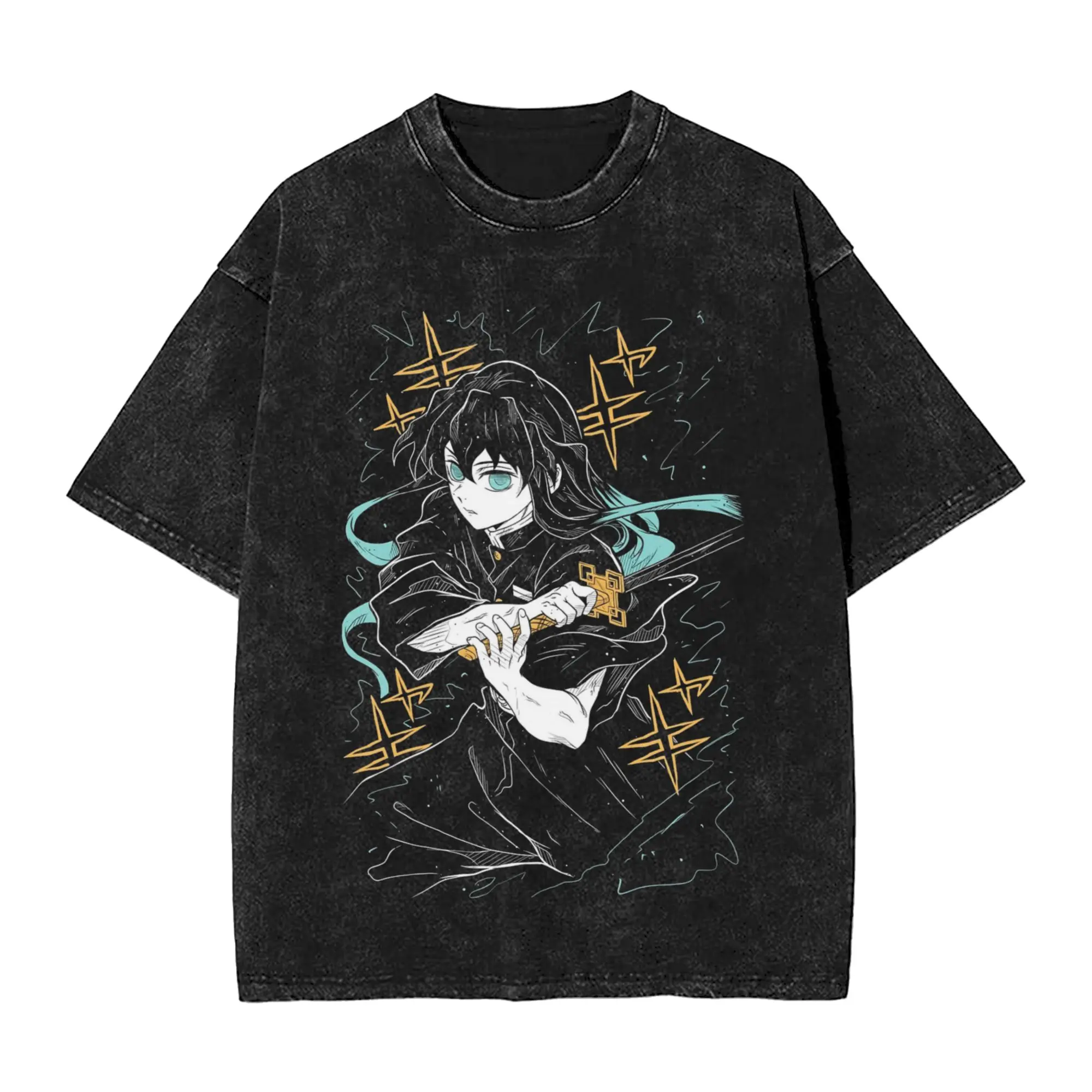 Tokitou Muichirou KNY camiseta lavada ropa de calle Hip Hop Retro camiseta camisetas hombres mujeres manga corta High Street verano