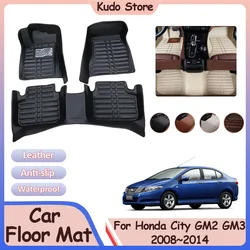 For Honda City Ballade GM2 GM3 2008~2014 Car Floor Mat Foot Parts Pads Custom Leather Panel Liner Carpet Rug Interior Accessorie