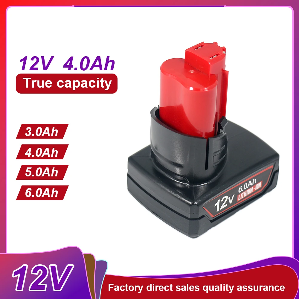 

For Milwaukee M12 Battery 12V 4000mah for 48-11-2410 48-11-2420 48-11-2411 Lithium-ion Replacement Battery for Power Tools