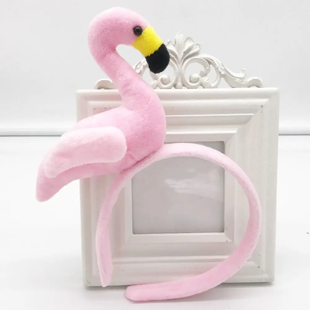 Diadema de peluche con diseño de flamenco, accesorio para el cabello estilo coreano, para lavarse la cara, para exteriores