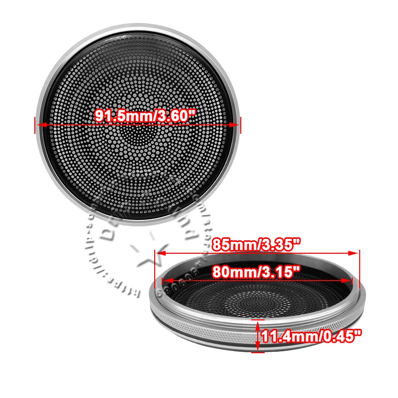 Copertura della rete di conversione della griglia dell'altoparlante da 3,5 pollici 91,5 mm Modifica audio per auto Cerchio decorativo Maglia completamente in metallo con anello filettato