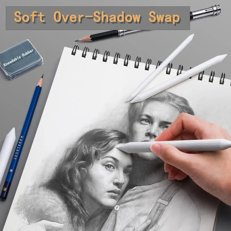 Conjuntos de 3/13 Peças: Papel para Esboço Profissional, Canetas Borracha e Esfuminhos para Esboços Artísticos, Pintura e Esfumar