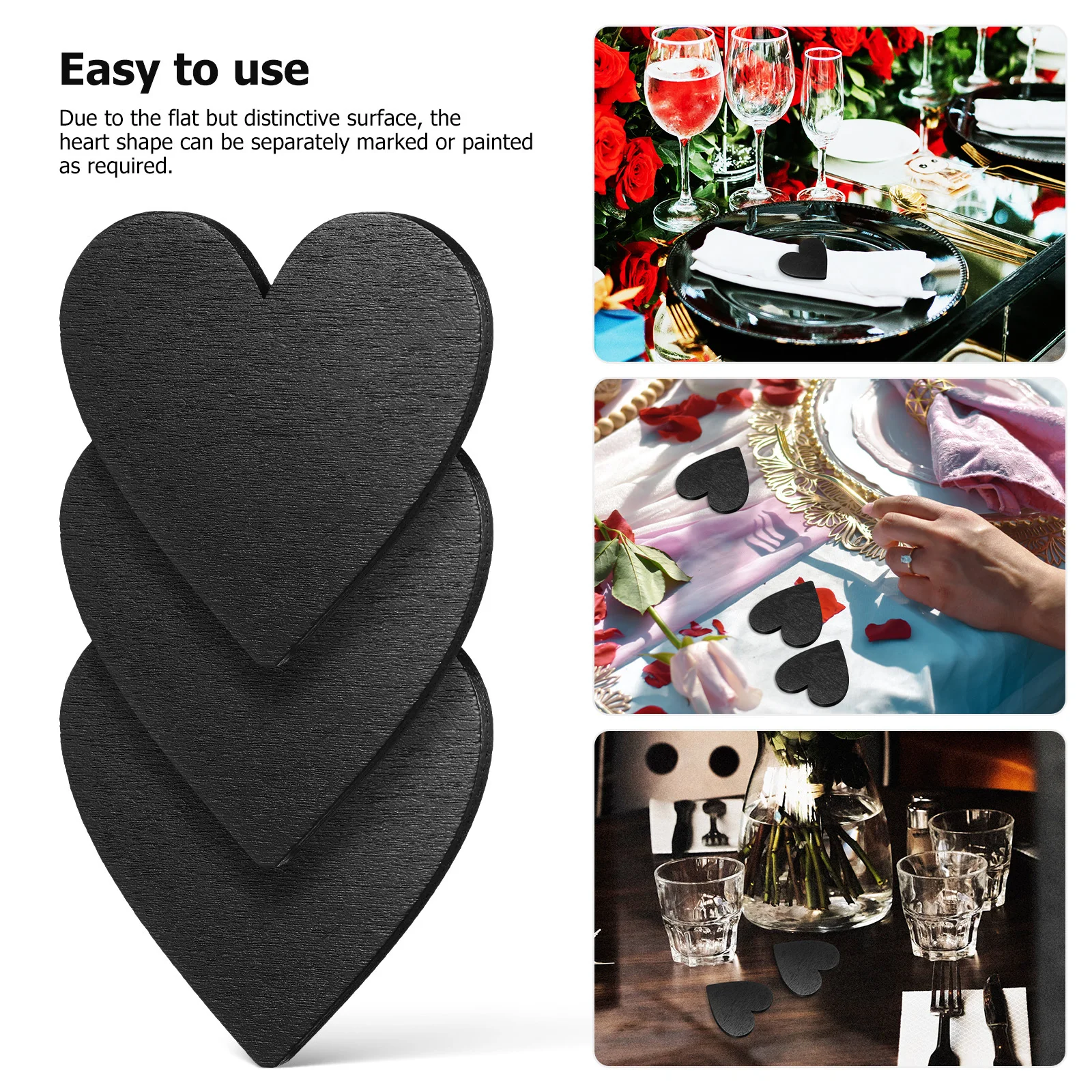 

20Pcs Wooden Hearts Black 5.00x5.00x0.40cm Premium Craft Wood Slices for DIY Scrapbooking Invitations Home Decor Decorative