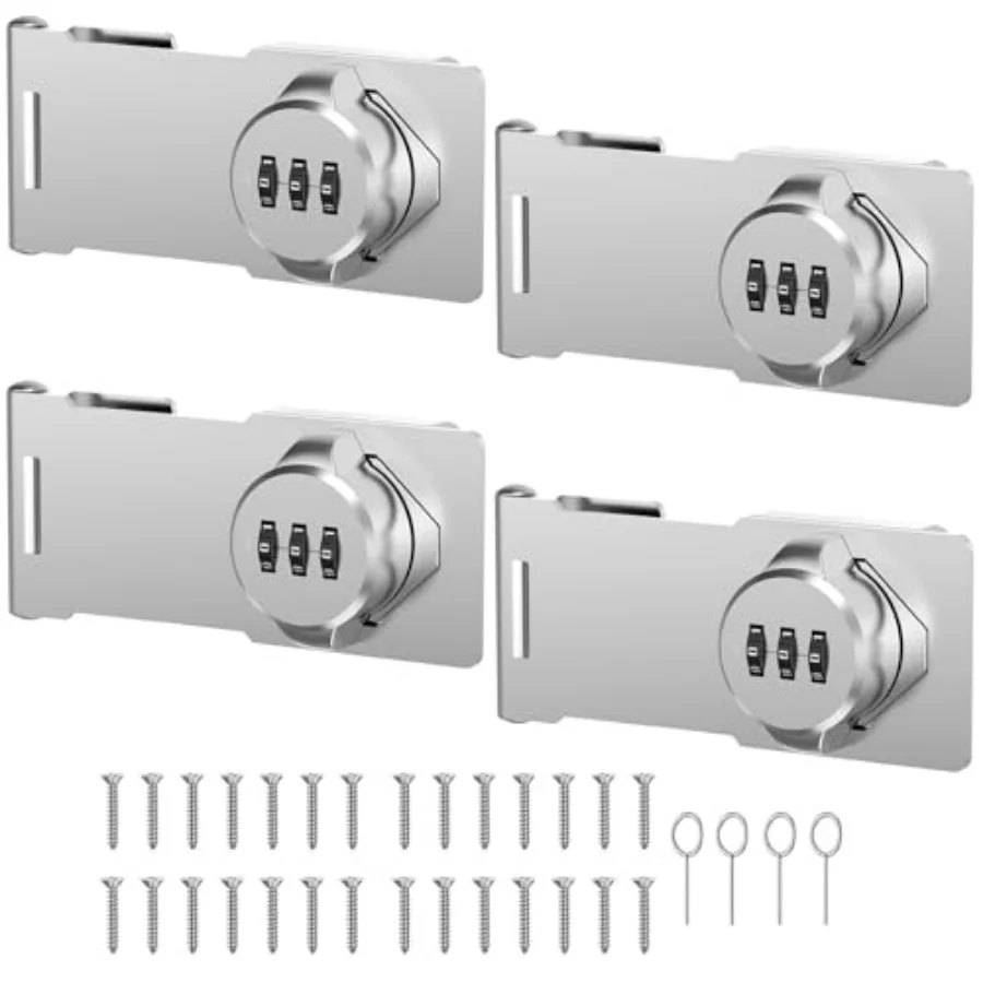 

Mechanical Password Rotary Hasp Locks, Cabinet Locks with Combination, Door Security Latch for Small Barn Doors, Cabinets, Gate
