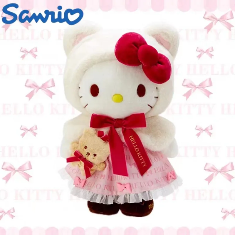 

Sanrios Hellokittys Princess Dress Anime Kawaii Cute Cartoon Girlsh Heart Three-dimensional Christmas Gifts Soft Plush Doll Toy