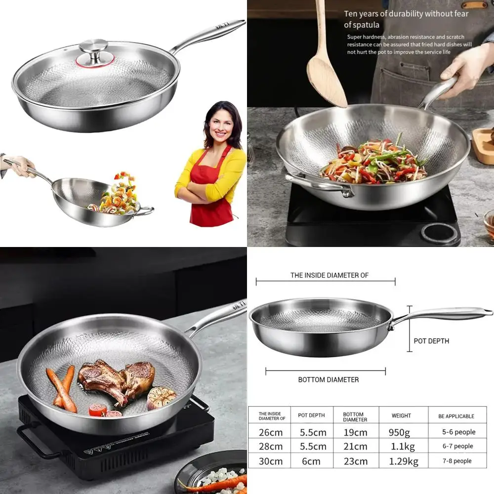 

Titanium Cookware Pan Pro with Lid - Durable, Scratch-Resistant Non Stick Nutrient-Rich Cooking Pan for Healthy Meals
