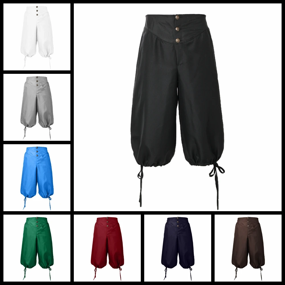 Pirate Pants Costume Man LARP Carnival Renaissance Medieval Viking Trousers Cosplay Shorts