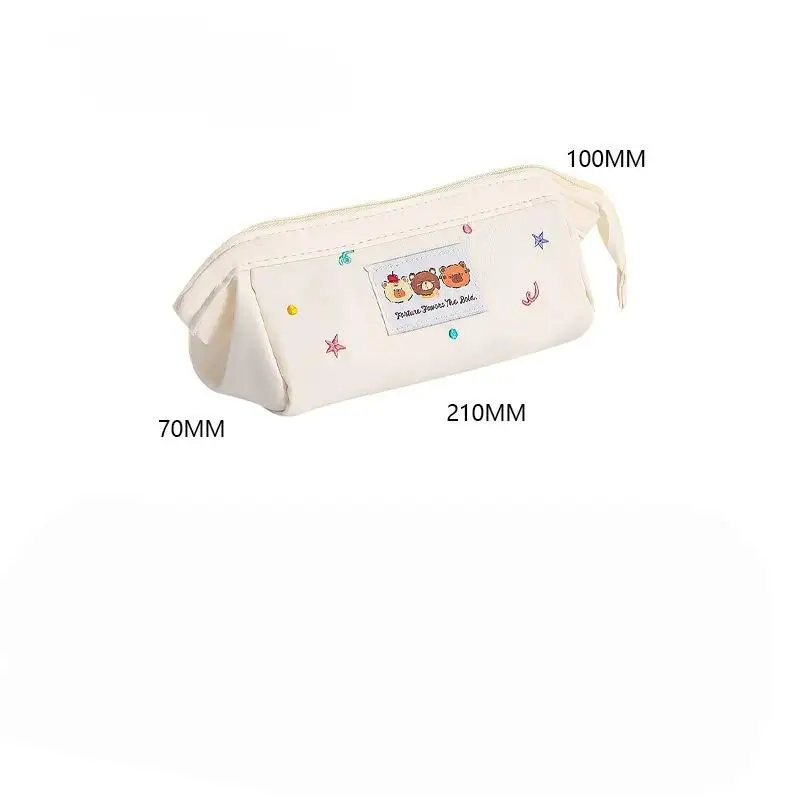 Adorable estuche para lápices con diseño de oso, suministros de oficina escolares de gran tamaño