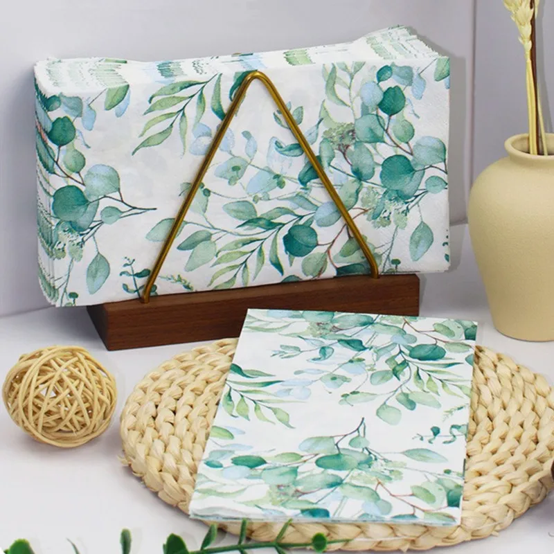 

20Pcs/pack 33x40cm Green Leaf Printed Napkins Home Dining Rooms Hotels Restaurants Party Decorations Disposable Tissues