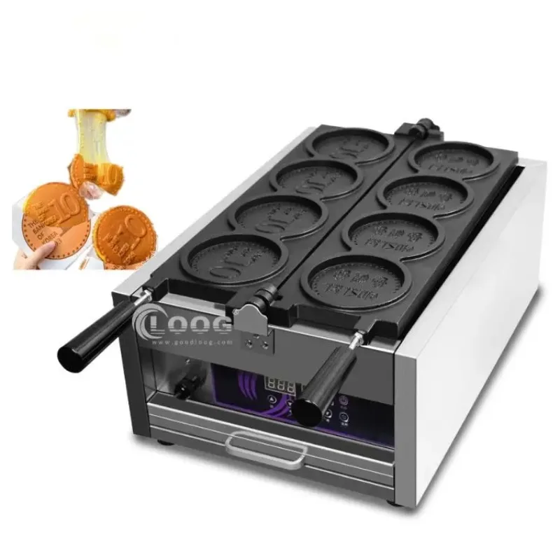 

Korean Street Food Commercial Coin Pancake Maker Digital Coin Cheese Bread Machine