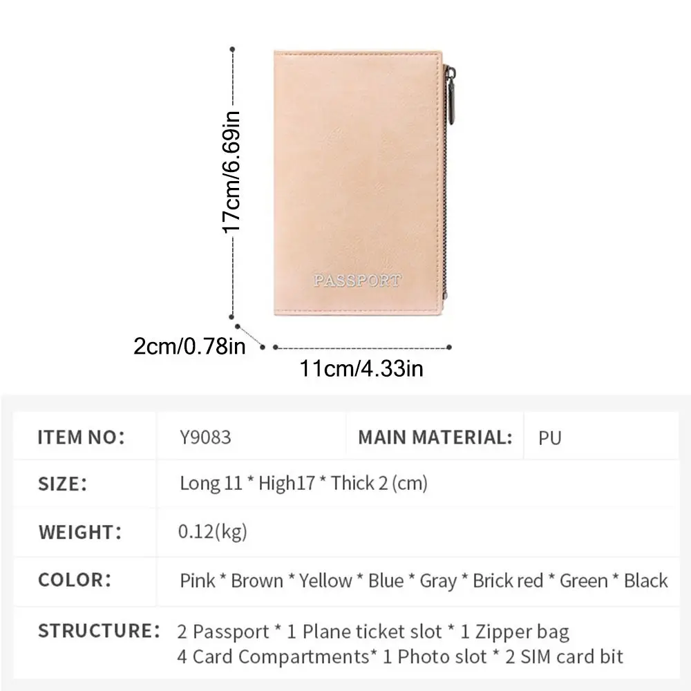 Portable Multicolor Passport Cover PU Anti Theft Certificates Passport Bag Accessories Large Quality Card Holder