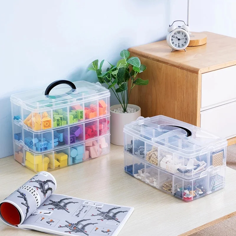 

3 Layer Stackable Storage Container Clear Plastics Adjustable Compartments Lego Toy Boxes Bead Jewelry Sewing Supplies Organizer