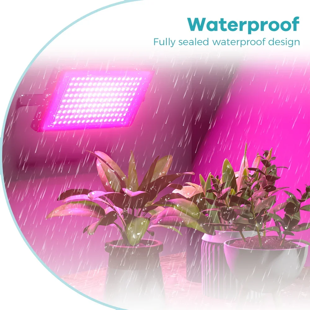 Luz de Cultivo LED de Espectro Completo, IP65, 25W, 50W, 100W, 200W, con Enchufe Europeo para Invernadero Interior