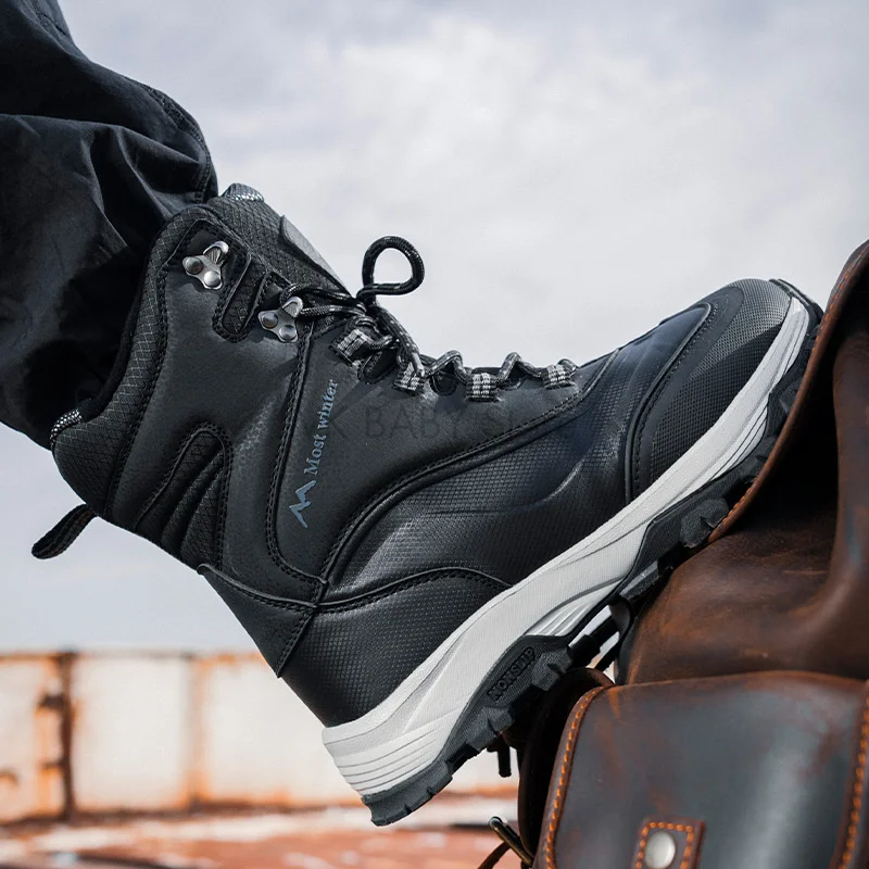 Новинка 2024, мужские зимние ботинки, водонепроницаемая нескользящая обувь, плюшевые теплые морозостойкие мужские зимние ботинки, спортивные походные ботинки на открытом воздухе, мужские