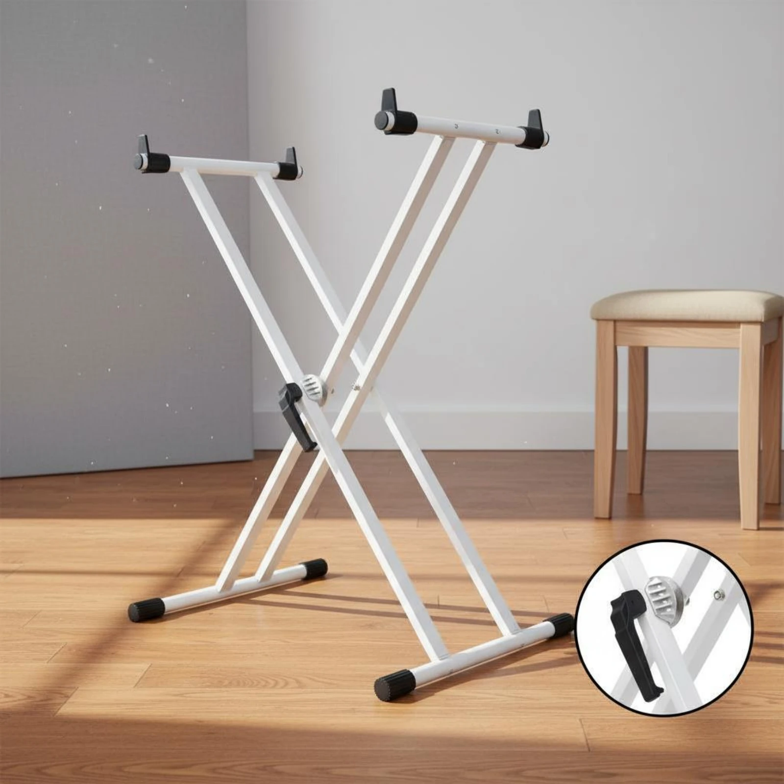 Double Tube Keyboard Stand Portable Gear Adjustable Keyboard Stand Heavy Duty Assembly for Stage