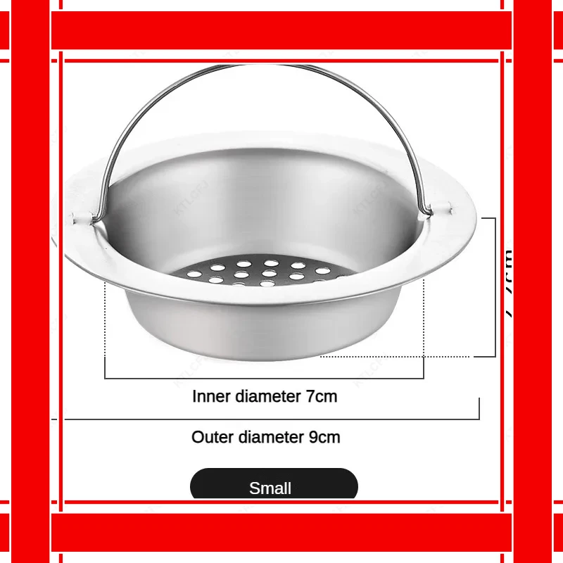 1 PC อ่างล้างจานสแตนเลสกรองดักอ่างอาบน้ํา Hair Catcher Stopper ครัวอาหารตะกรันตาข่ายกรองโลหะท่อระบายน้ําชั้น Handle
