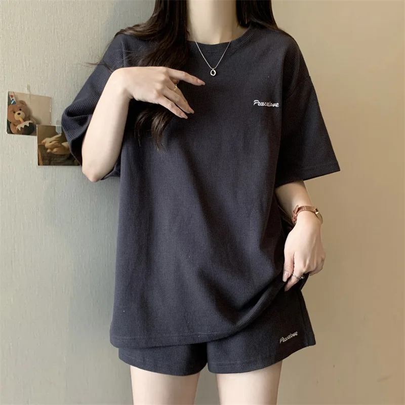 Designer Brand Studio T-shirt Sports Shorts Short Sleeve T-shirt Two-piece New Joker Loose Casual Fashion Suit Tops Female Tee