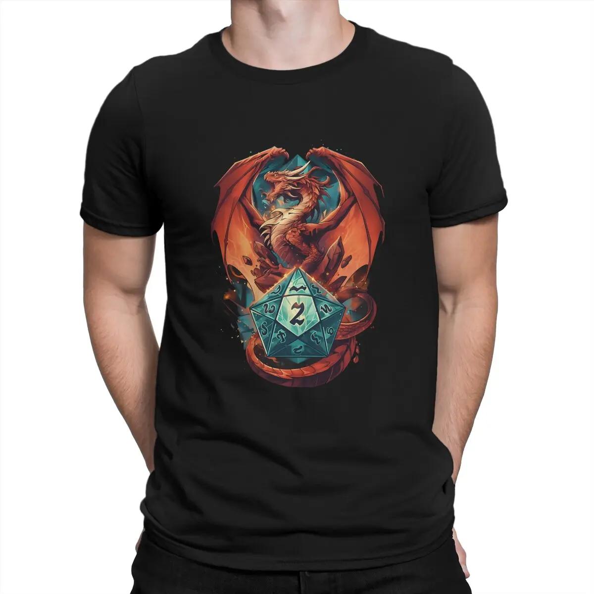 Men's T-Shirt Dice Novelty Pure Cotton Tees Short Sleeve Dungeons And Isometric Dragons T Shirt O Neck Clothes Printed