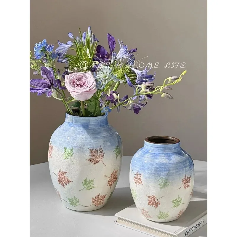 Q181 American retro pastoral ceramic vase, water raised flowers, modern living room, decorative flower arrangement ornament