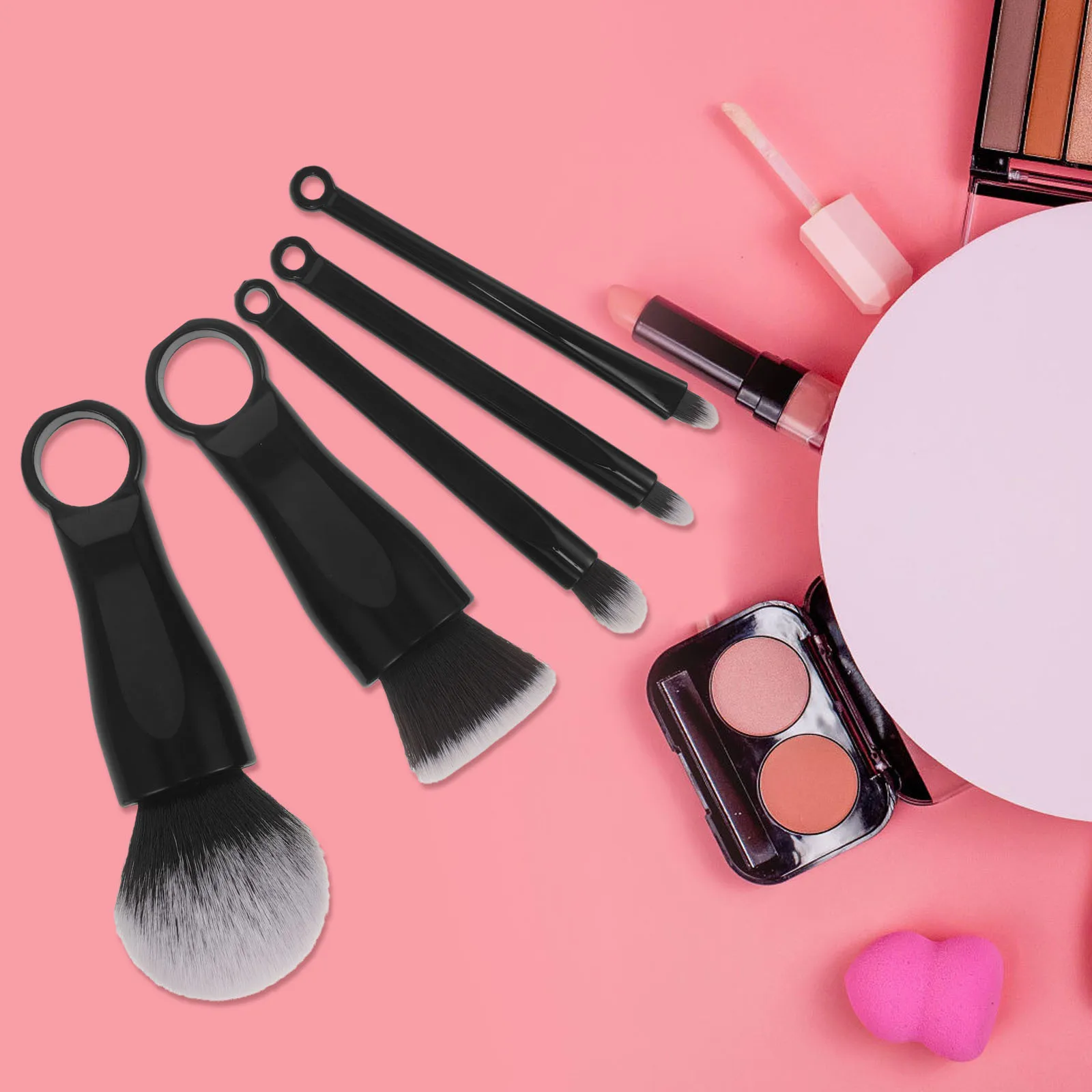 5pcs Makeup Brush Set Foundation Blending Brush For Face Powder Blush Travel Small Makeup Tools Portable