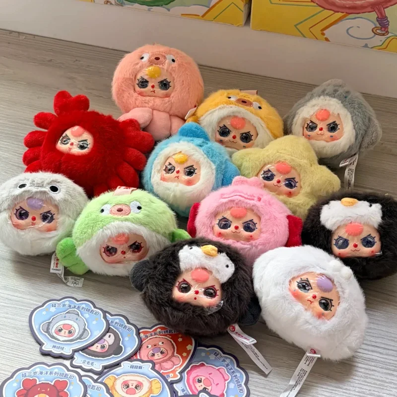 2025 Neue Baby drei Ozean 2 Serie Plüsch Puppe Anhänger Schlüsselanhänger Blind Box Geschenk für Baby Drei trendige Stofftier Sammlerstück