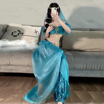 Seksi Tanrıça Üniformaları Cosplay Mısır Kraliçesi Oryantal Dans Aladdin Hint Dans Egzotik Otel Gece Kulübü Giyim