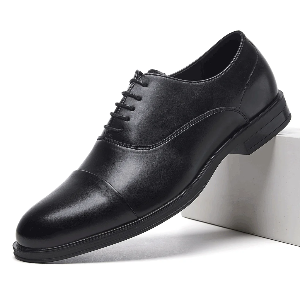 Desai Men's 2026 Autumn Winter Classic Cap Toe Oxford Shoes PU Leather Comfort Lace-up For Office Commute Formal Dress Shoes