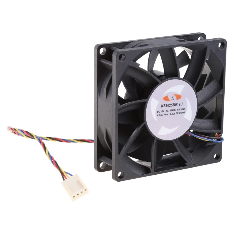 8025 Ball Bearing Fan 8cm 80mm For KZ8025B012U Server Cooling Fan 12V 1.00A 80x80x25mm 4-wire PWM Cooler