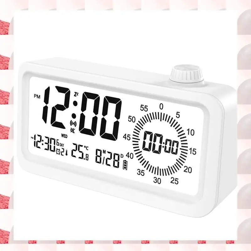 Jam Alarm Hitung Mundur ABGN Layar Ganda Visual Manager Jam Alarm Deteksi Suhu Sekitar Desain Tombol Jam
