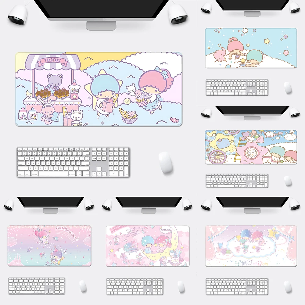 Sanrio LittleTwinStars Mousepad HD Printing Computer Gamers Locking Edge Non-slip Mouse Pad XXL90x40cm Keyboard PC Desk Pad