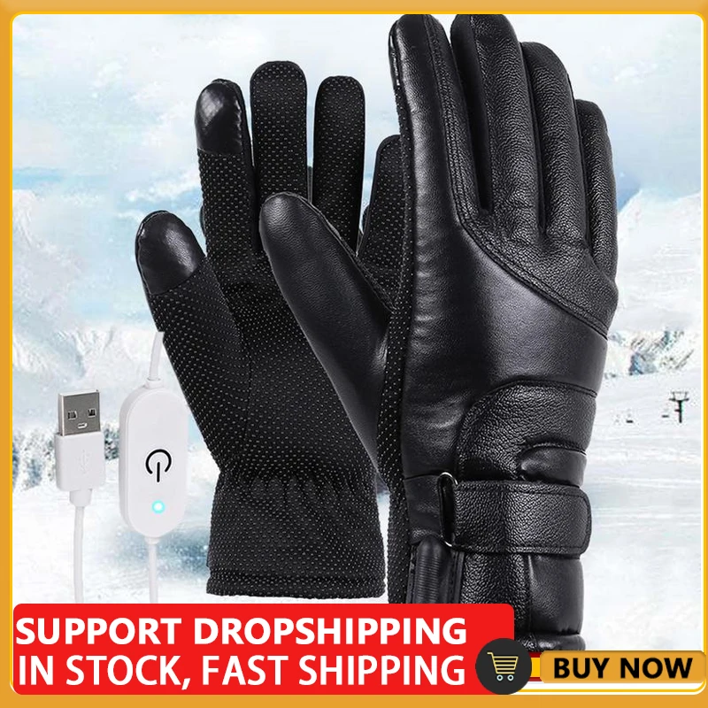 Winter Electric Heated Gloves  Men Women USB Hand Warmer Heating Gloves Waterproof Motorcycle Thermal Touch Screen Bike Gloves