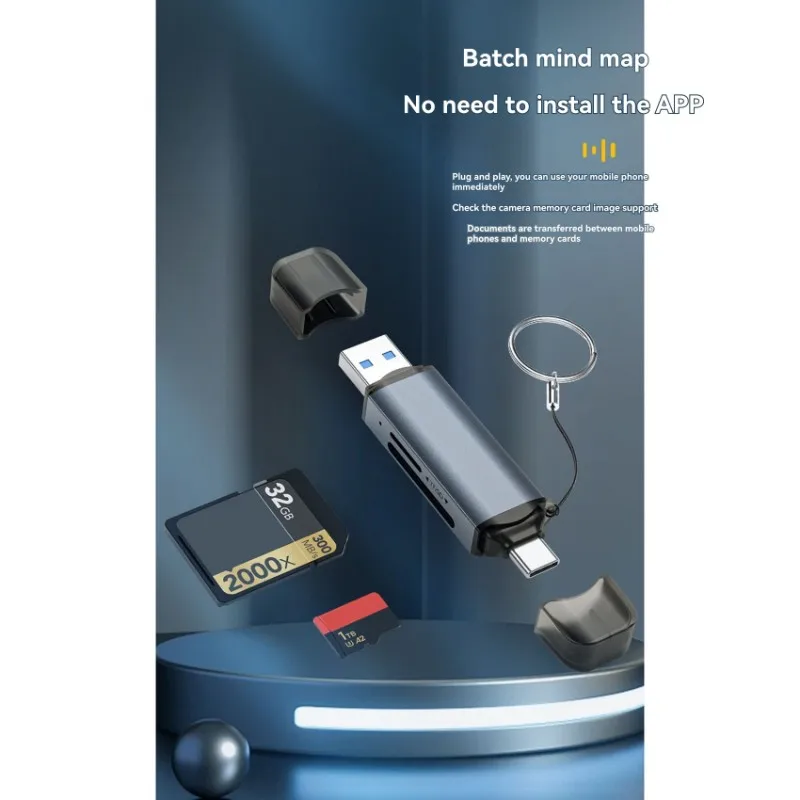A23F-Dual Interface USB 3.1 & Type C SD/TF Card Reader - Aluminum Alloy, Multi-Device Compatibility
