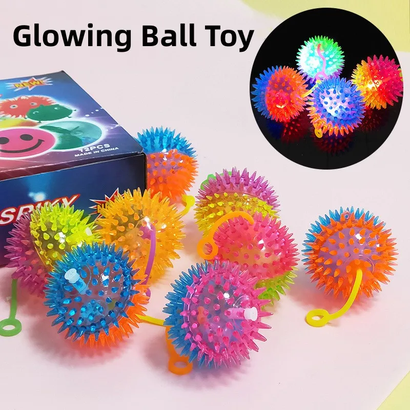 3pcs Kids Glowing Ball Toy LED Light Up Flashing Soft Prickly Massage Ball Elasticity Fun Toys Children Squeeze Anti Stress Toys