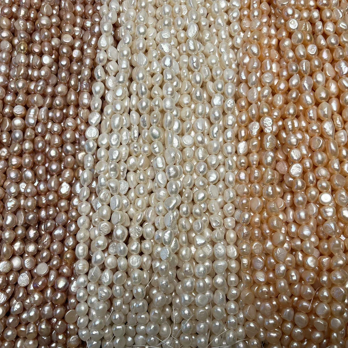 Natural 9-10mm Freshwater Irregular Polished Pink-White Orange Bead Pearl Jewelry Make DIY Necklace Bracelet Accessories Women