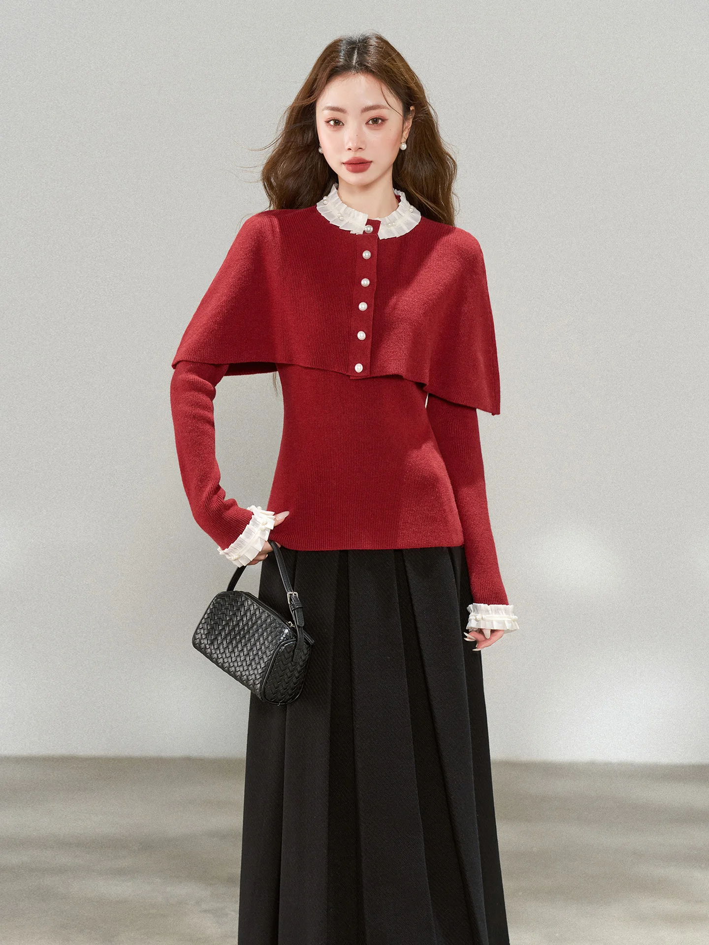 

Ele Winter Faion Set for Women Long Sve Knitted Sweater And Skirt Two-Piece Suit Casual Workwear Date Outfit