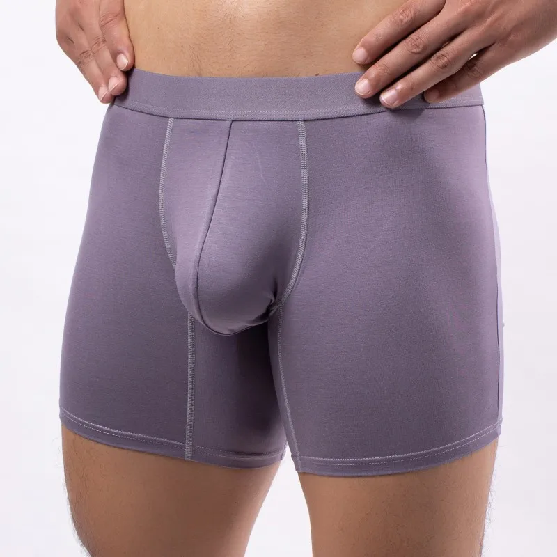 Euro rozmiar mężczyźni długie bokserki męskie majtki trzypunktowe spodnie Sexy U wypukła Penis duże etui projekt Anti-wear mężczyźni Boxershorts