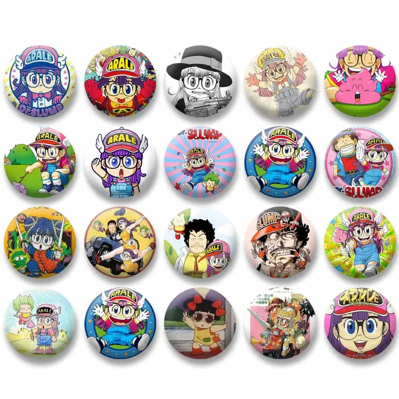 

Classic Japanese Anime Soft Button Pins Cartoon Cute Character Arale Norimaki Badges DIY Clothes Collar Brooch Accessories Gifts