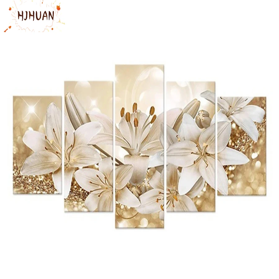 Diy Diamond Painting Lilium candidum and the orchid corner Full Square/Round Cross stitch Diamond Embroidery Mosaic pictures