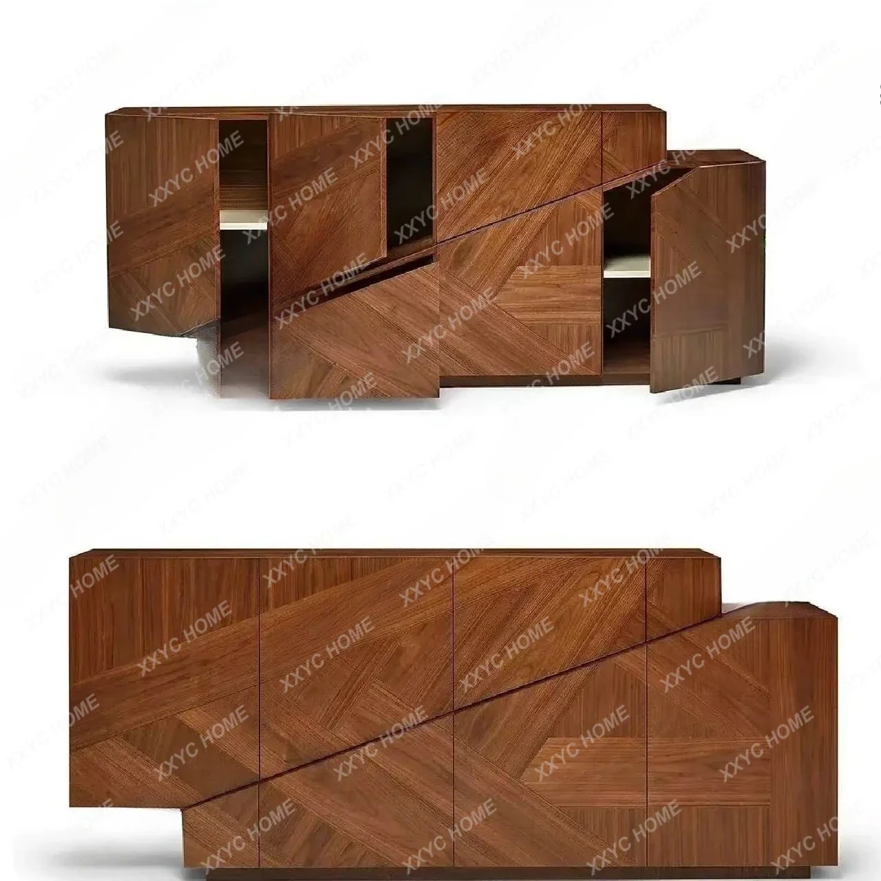 Lminimalist dining side cabinet modern minimalist multi-functional hotel clubhouse model room high-end geometric art