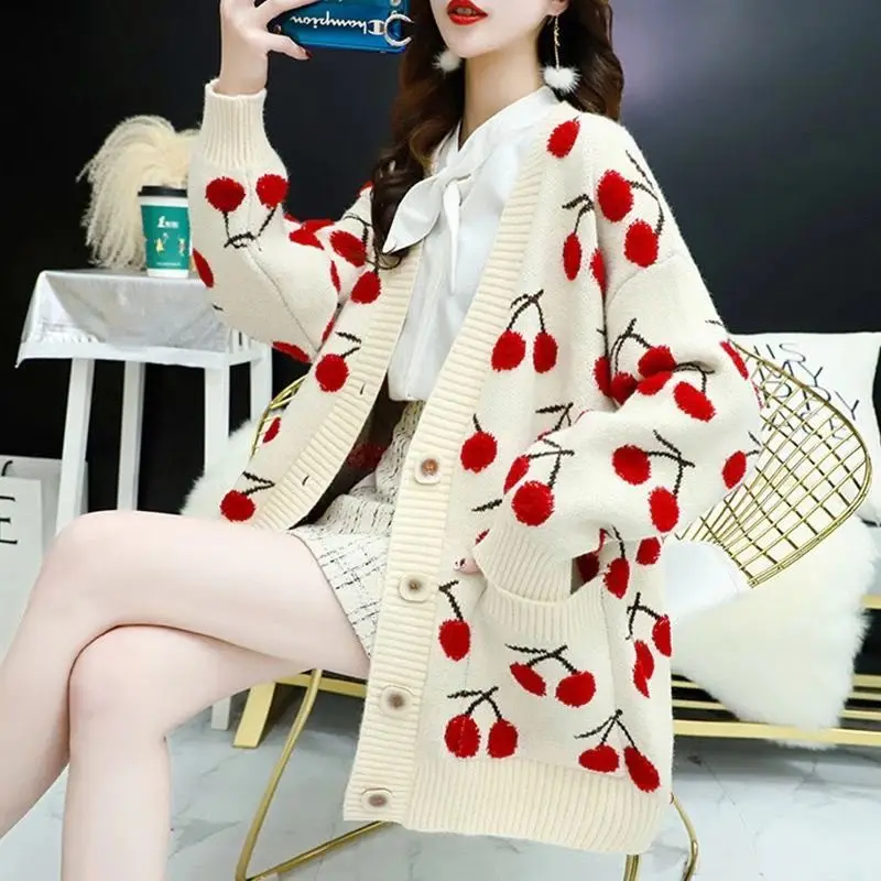 Lazy Style Sweater Women\'s 2023 New Autumn and Winter Korean Version Loose Casual Knitted Cardigan Women\'s Coat