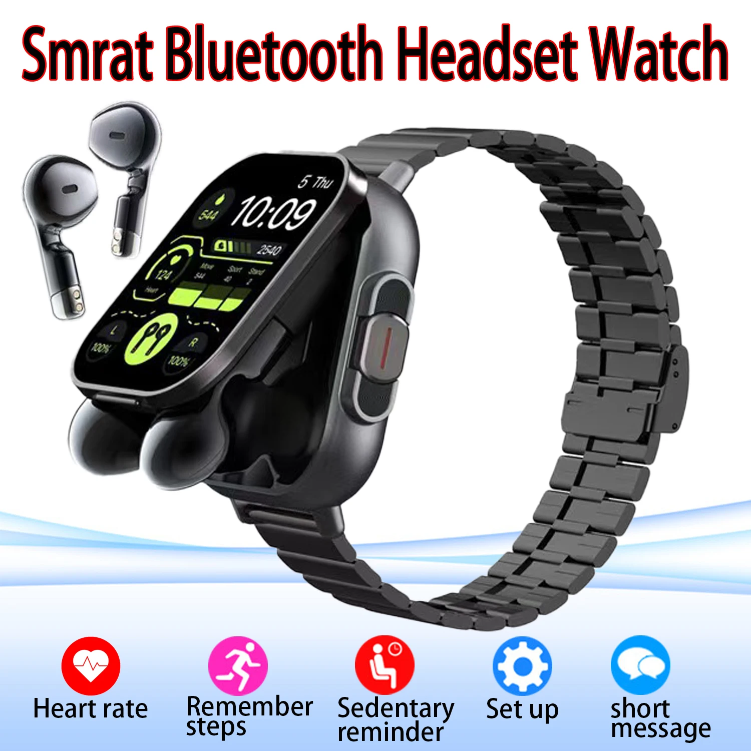 

2025NewSmart Watch Men With Earbuds Bluetooth Headset Speaker Tracker Music Sport Watch Men Waterproof Smart Watch AMOLED Screen