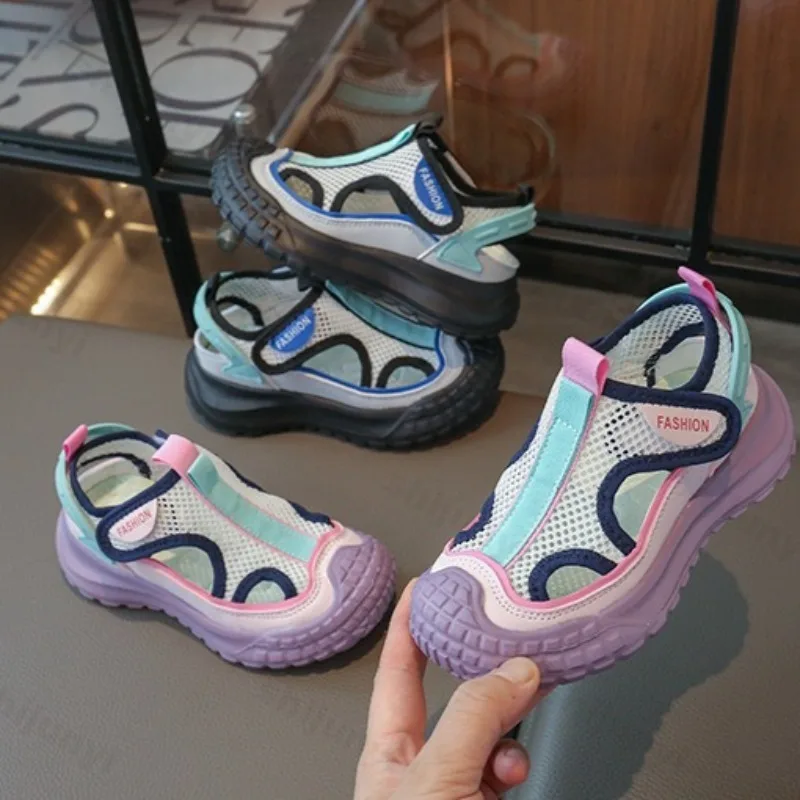

Children Sports Sandals 2025 Summer Breathable Boys Girls Sandals Mesh Comfortable Fashion Hollow Out Anti Slip Casual Sneakers