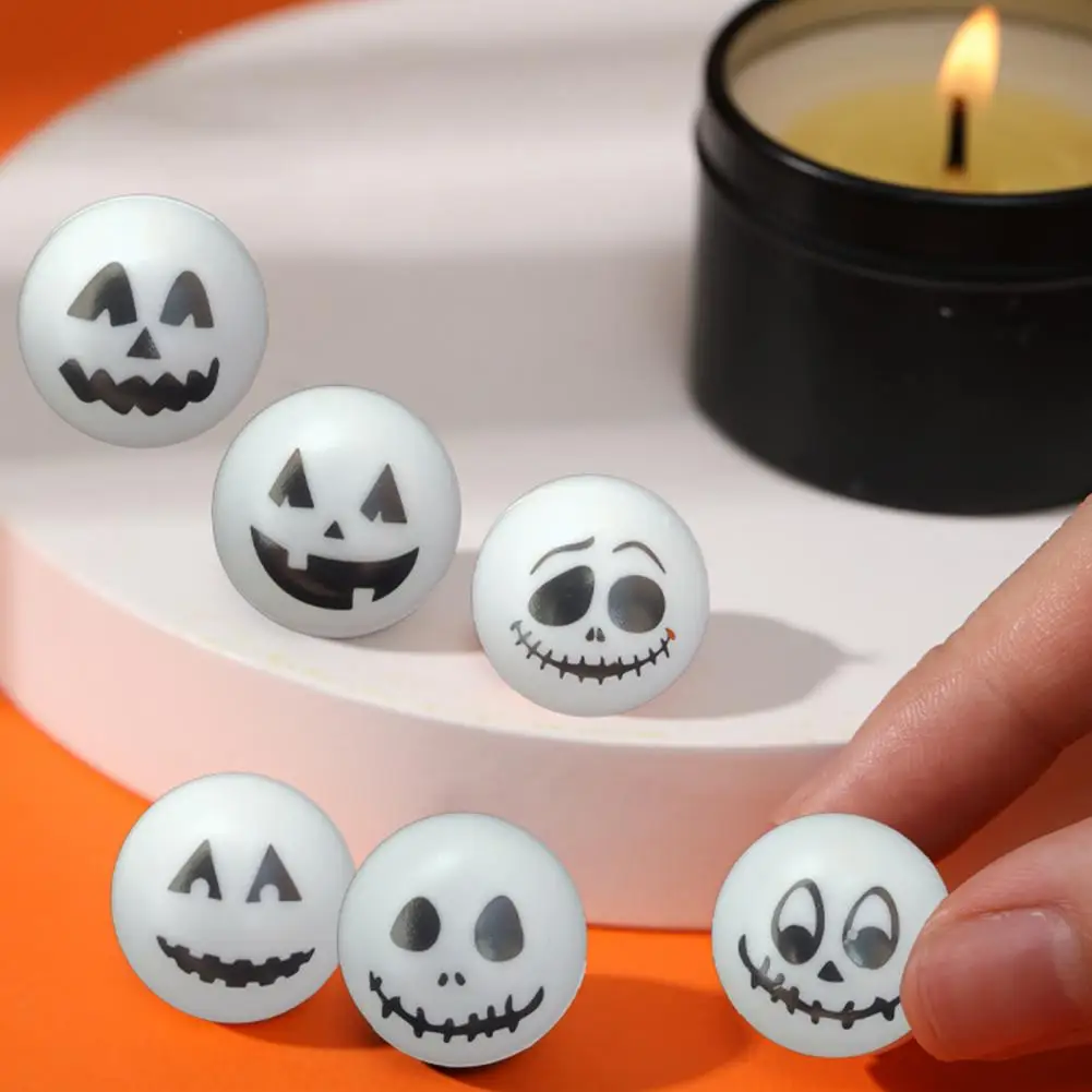 12pcs Ghost Face Ping Balls Creative Halloween Balls for Cat Toy Carnival Pool Games Funny Table Tennis Balls for Entertainment