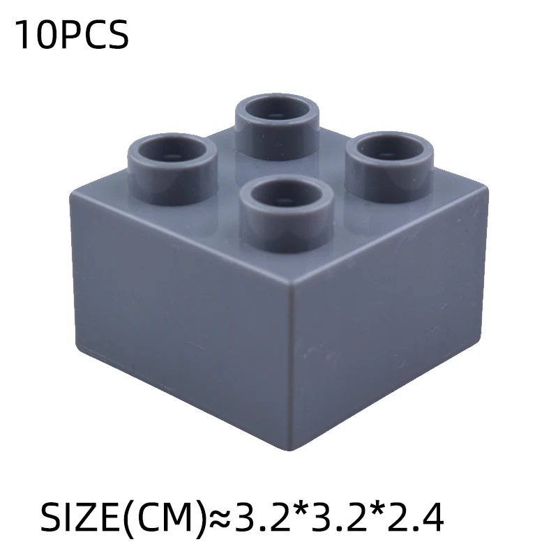 10Pcs 2X2 Big Size Colorful Building Blocks Large 2*2 Dot Thick Bricks Educational Creative Kid Toys Compatible