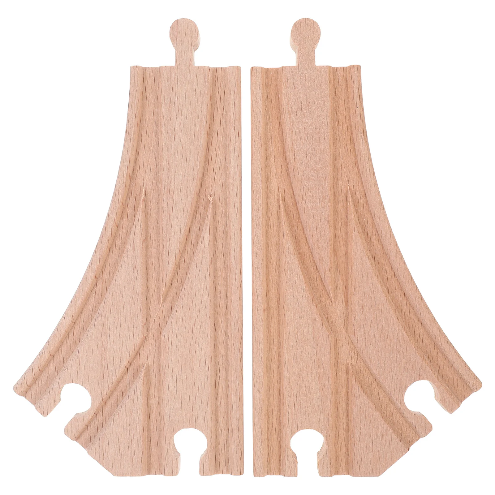 2 szt. Drewniane akcesoria do kolejki, wielokierunkowe przełączniki torowe, rozszerzalne elementy kolejowe, edukacyjny drewniany zestaw kolejowy