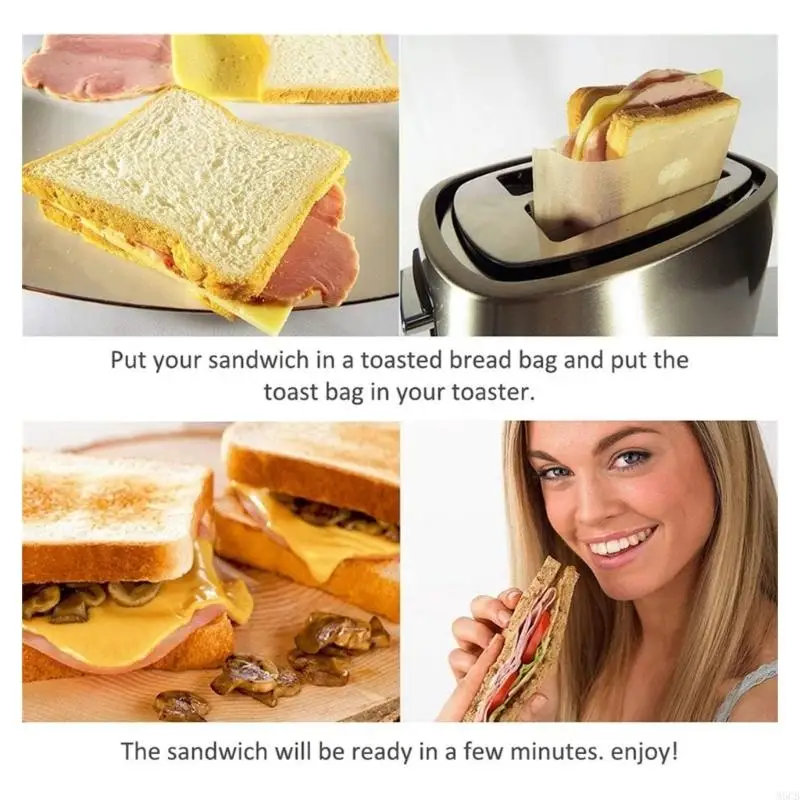 M6CB 10 piezas Convenientes bolsas tostador pan fibra vidrio bolsas tostadas seguras para cocina