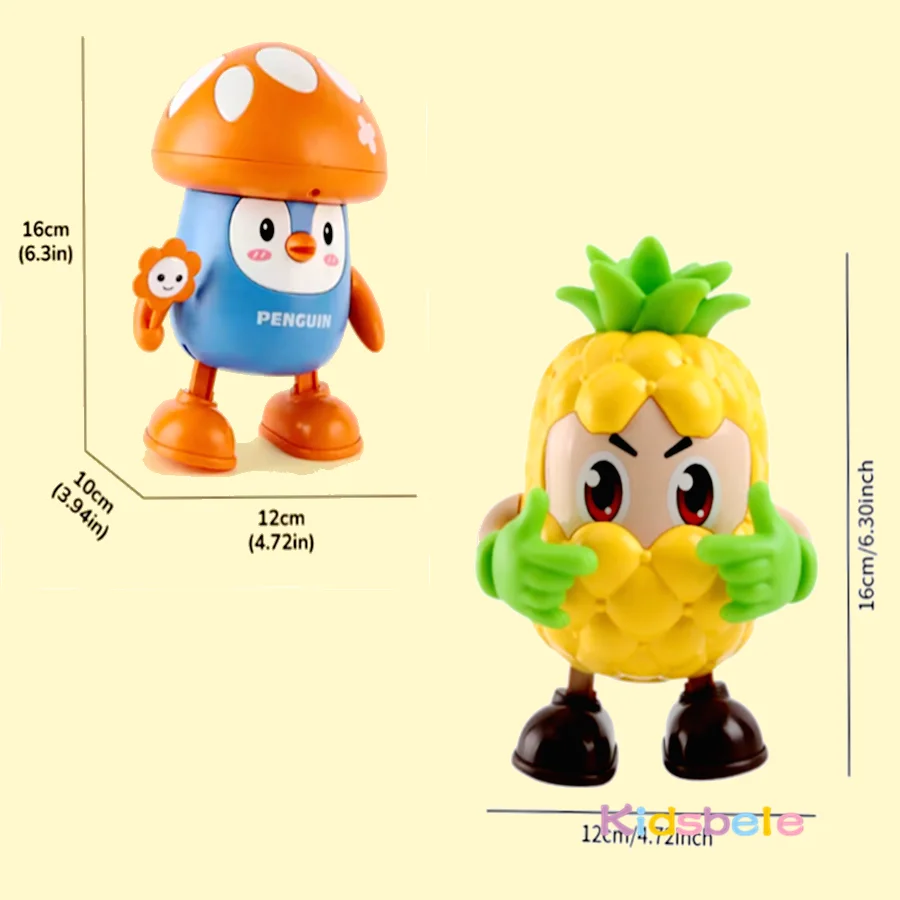 Criança interativa musical balançando dança brinquedos maçã cogumelo pinguim andando robô com luzes crianças dos desenhos animados engraçado festa brinquedo