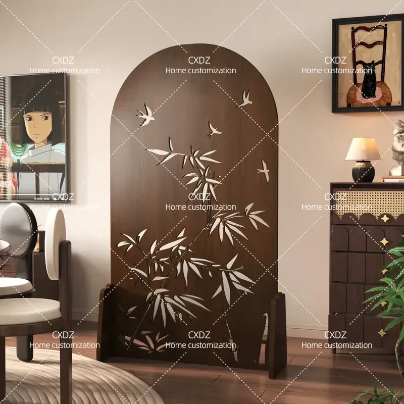 Medieval Round Hole Screen Hollow Partition Background Wall Modern Simple Shielding Foldable Mobile Home Partition